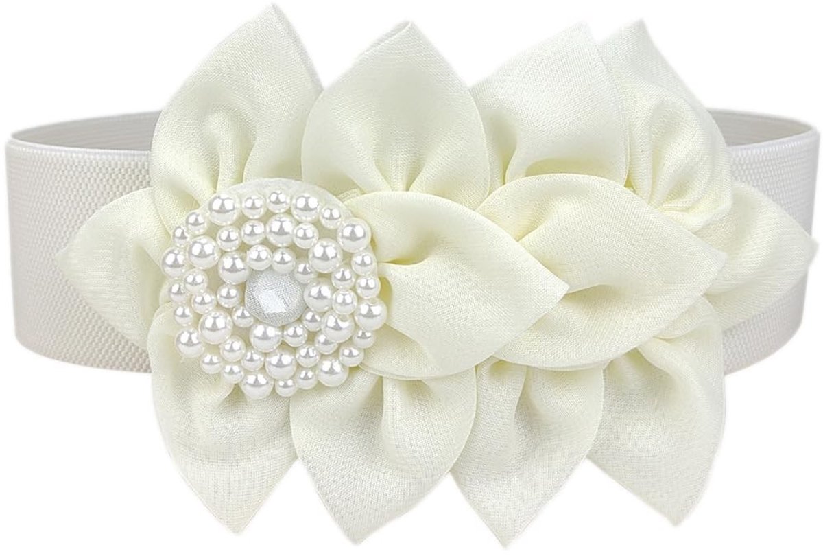 Allecto - Dames Elastische Bloemenriem - Verstelbare Tailleband - 6 cm Breed - Comfortabel en Stijlvol - Beschikbaar in Verschillende Kleuren - Per...