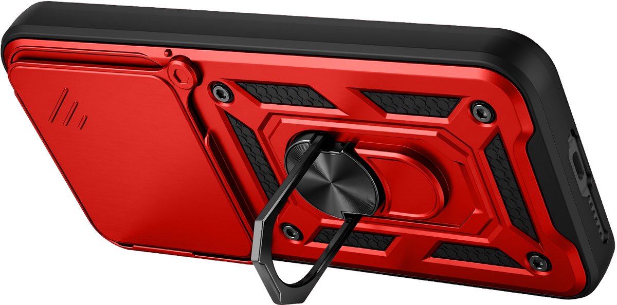 Mayaxess, Hoesje voor Xiaomi 17 met Schuifbare Camera Cover en Magnetische Ring, Rood
