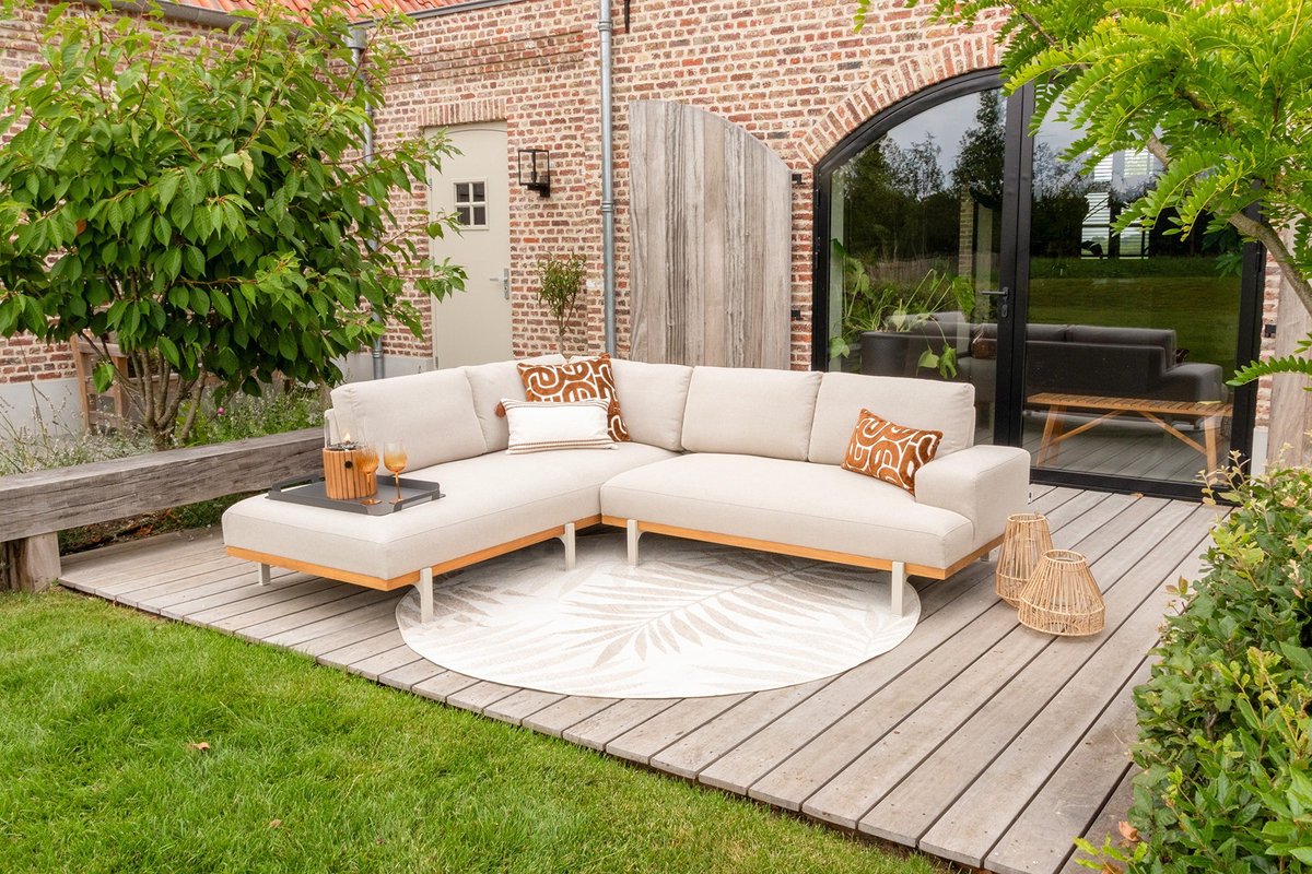 Savannah hoekbank chaise longue loungeset - beige - weerbestendig - Links