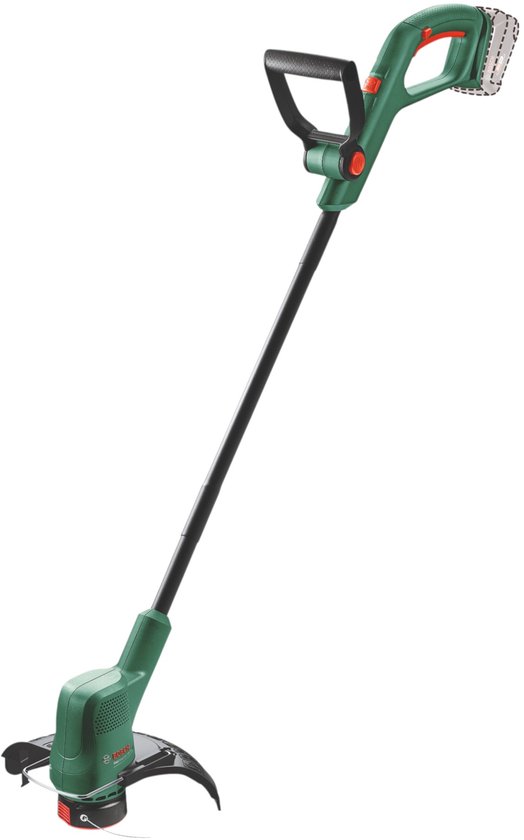 Bosch EasyGrassCut 18V-26 grastrimmer, met de focus op het handvat en de snijkop.