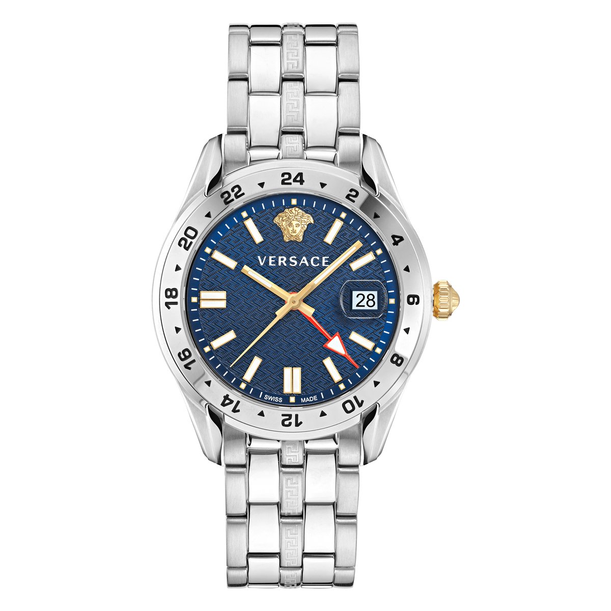 Versace Greca Time GMT VE7C00523 Horloge - Staal - Zilverkleurig - Ø 41 mm