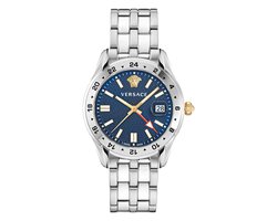 Versace Greca Time GMT VE7C00523 Horloge - Staal - Zilverkleurig - Ø 41 mm