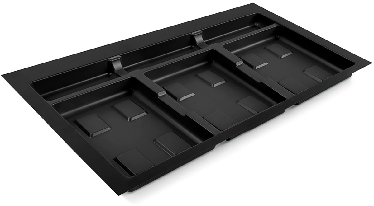 Emuca basis voor Recycle keukenladebakjes, 2 vakken, module 700mm, Plastic, Zwart