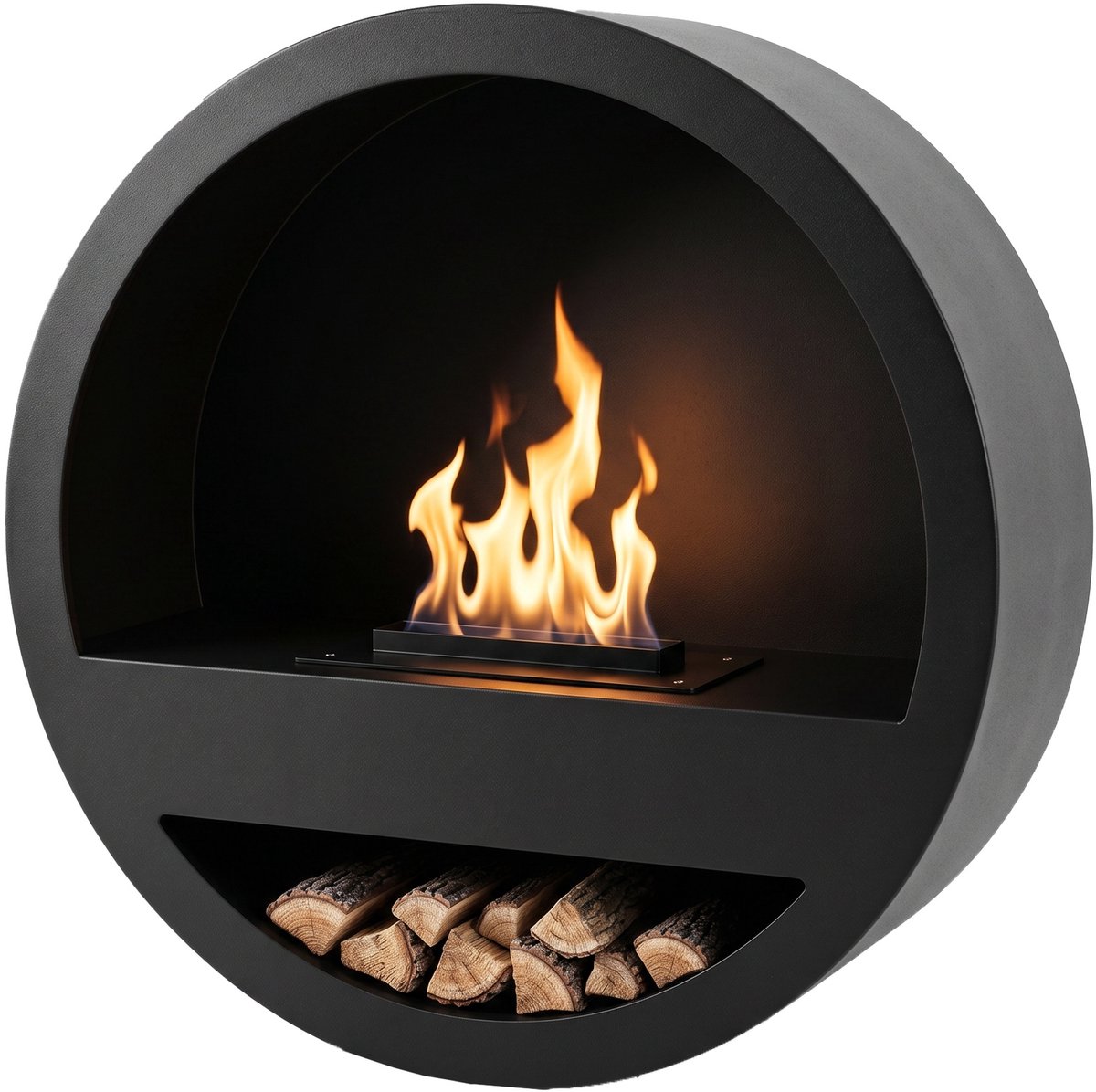 Xaralyn Zwarte wandhaard Orbit - bio-ethanol haard - rond design
