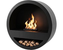 Xaralyn Zwarte wandhaard Orbit - bio-ethanol haard - rond design