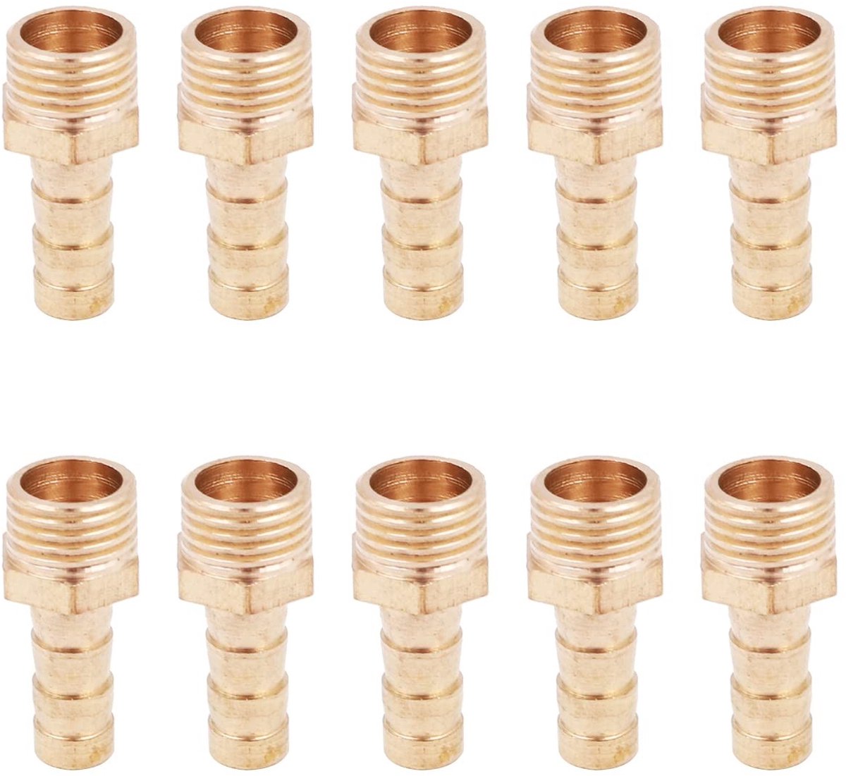 Allecto - Slang Pijp Connector - Messing Slang Nozzle - Mannelijke Adapter - 10Pcs - Tuin en Vijver - 1/4 8mm