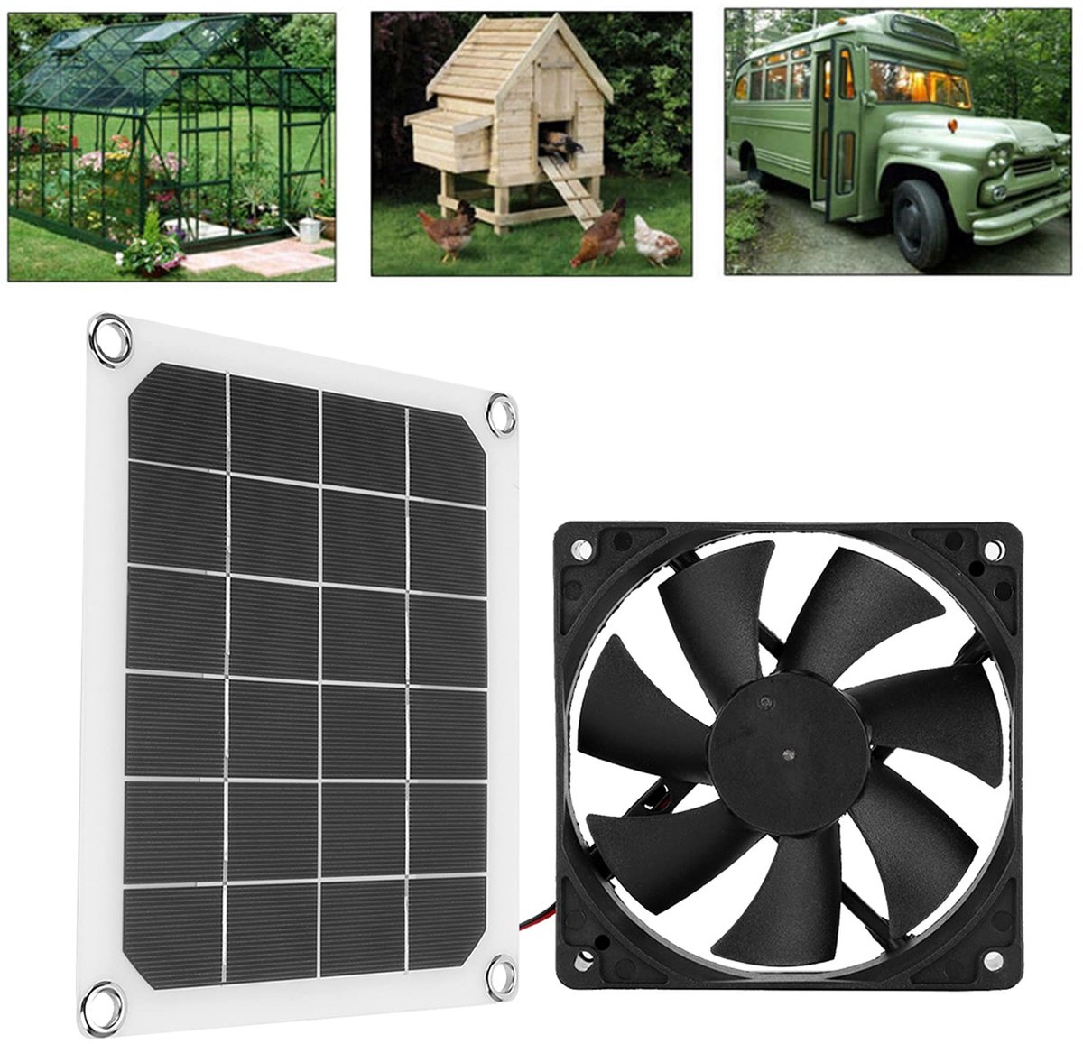 Allecto - Afvoerventilator - Zonne-energie - Waterdicht - 10W - Ideaal voor kassen en campers - Energiezuinig en duurzaam