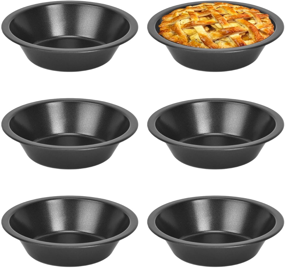 Allecto - 6 kleine taartvormen - anti-aanbaklaag - ideaal voor gebak - ronde vorm - ovenbestendig - perfect voor verjaardagen - 12 x 8 x 3 cm