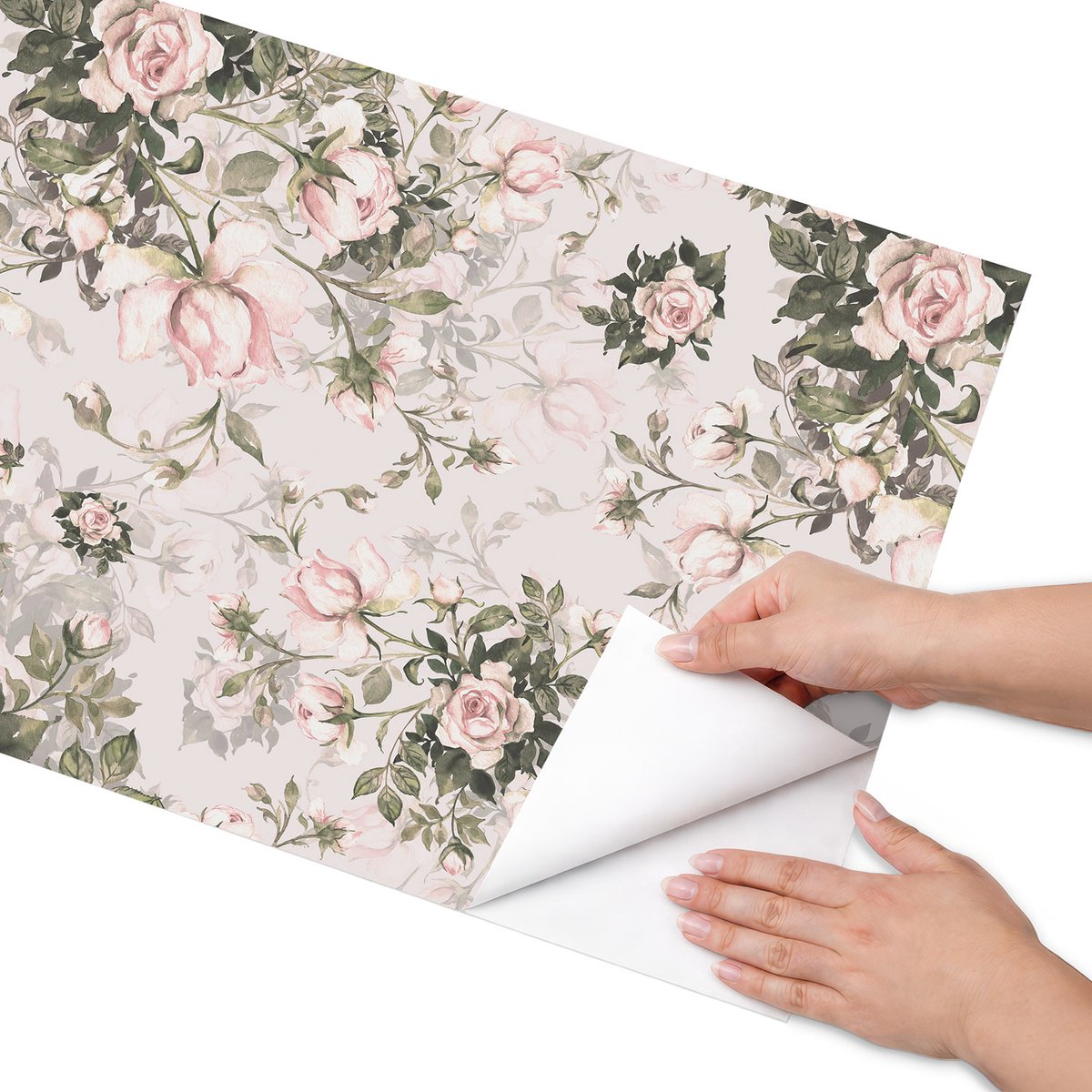 Coloray Meubel Wrap Folie - Roze Meubelfolie - 50x100 cm - Meubel Wrap Folie Vintage bloemen - Plakfolie Meubels - Klassiek Meubelfolie - Decoratiefolie Zelfklevend - Slaapkamer decoratie - Bloemen en planten