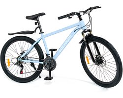 VOLTOURI Fiets 26 Inch - 21 Versnellingen Shimano - Vering - Schijfremmen - Blauw