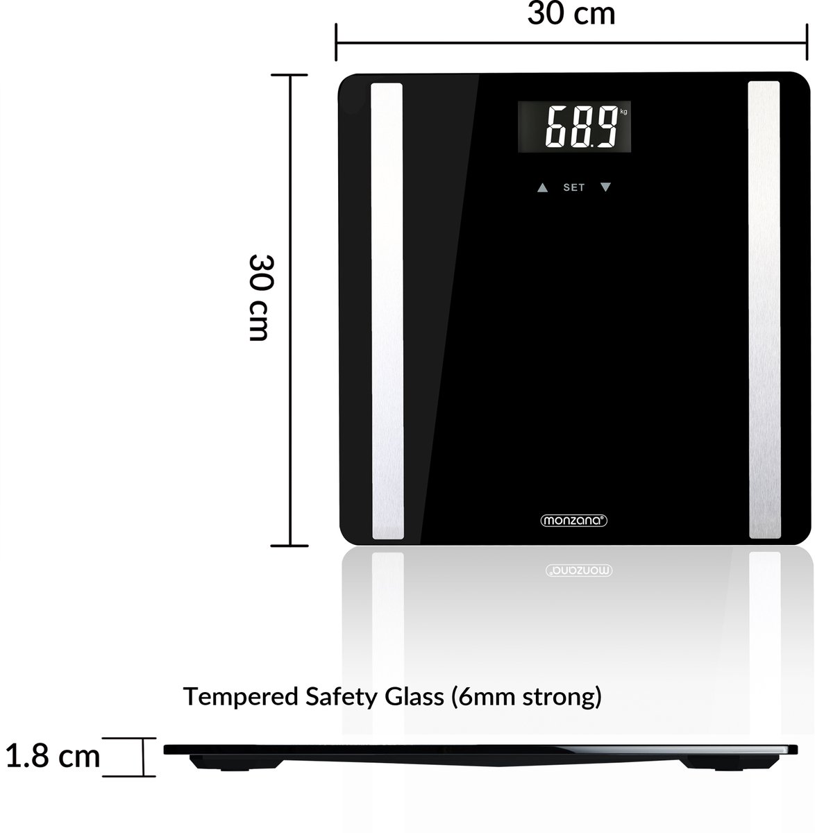 Monzana Personenweegschaal - BMI Lichaamsanalyse Vet Spier Water 180kg - LCD