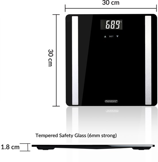 Monzana Personenweegschaal - BMI Lichaamsanalyse Vet Spier Water 180kg - LCD