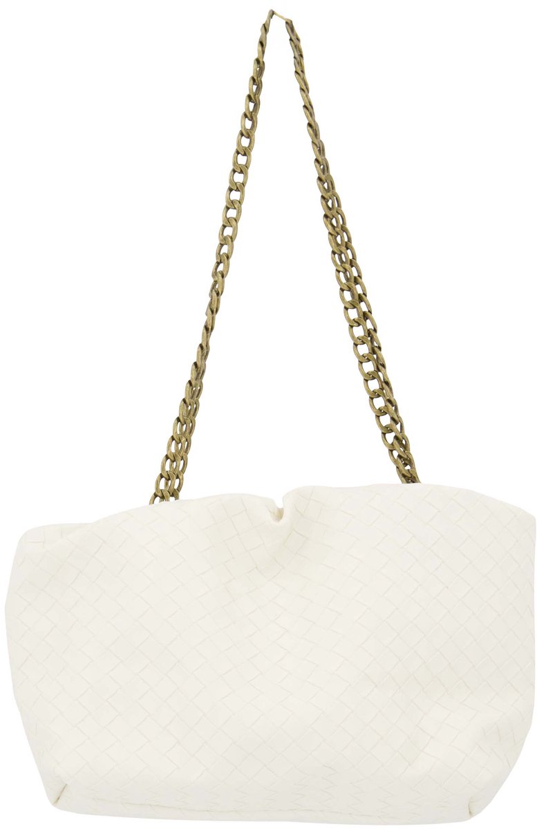 Zusss Gevlochten Tas Klein 100% PU Leer Off White