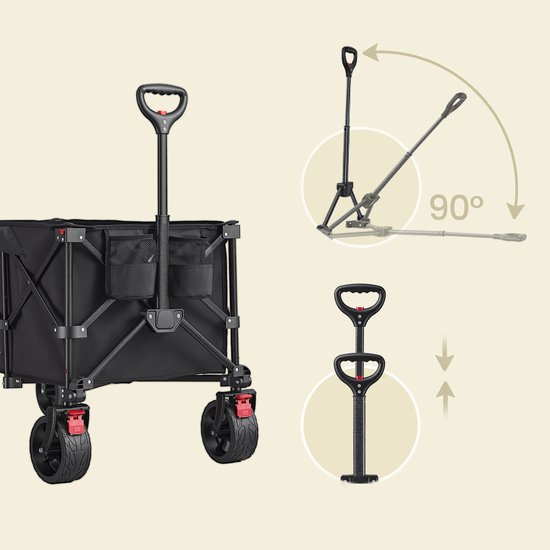SONGMICS - Bolderkar - Opvouwbare Bolderkar voor Buiten - 200L Capaciteit - Met Trekstang - Ideaal voor Tuin Strand Camping van Songmics — afbeelding 2