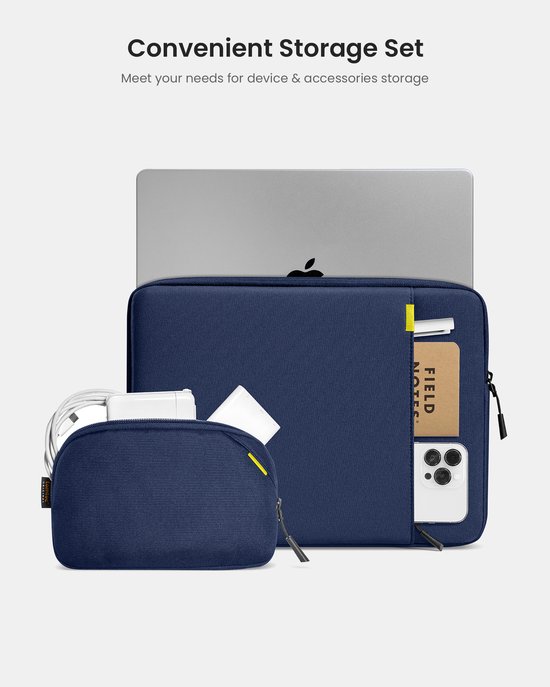 tomtoc Defender-A13 360 beschermende laptophoes set voor 14-inch MacBook Pro M5 Pro/Max (2026) A3426 A3427 A3434 M4/M3/M2/M1 A3112 A3401 A3185, waterbestendige laptoptas met accessoirevak voor Dell XPS 14
