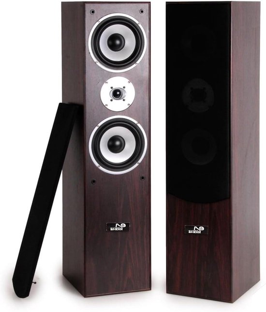 Hifi Zuilluidsprekers - Home Cinema Geluid - Muziek Films - 3-weg Bass Reflex - 2 x 500W - Walnoot