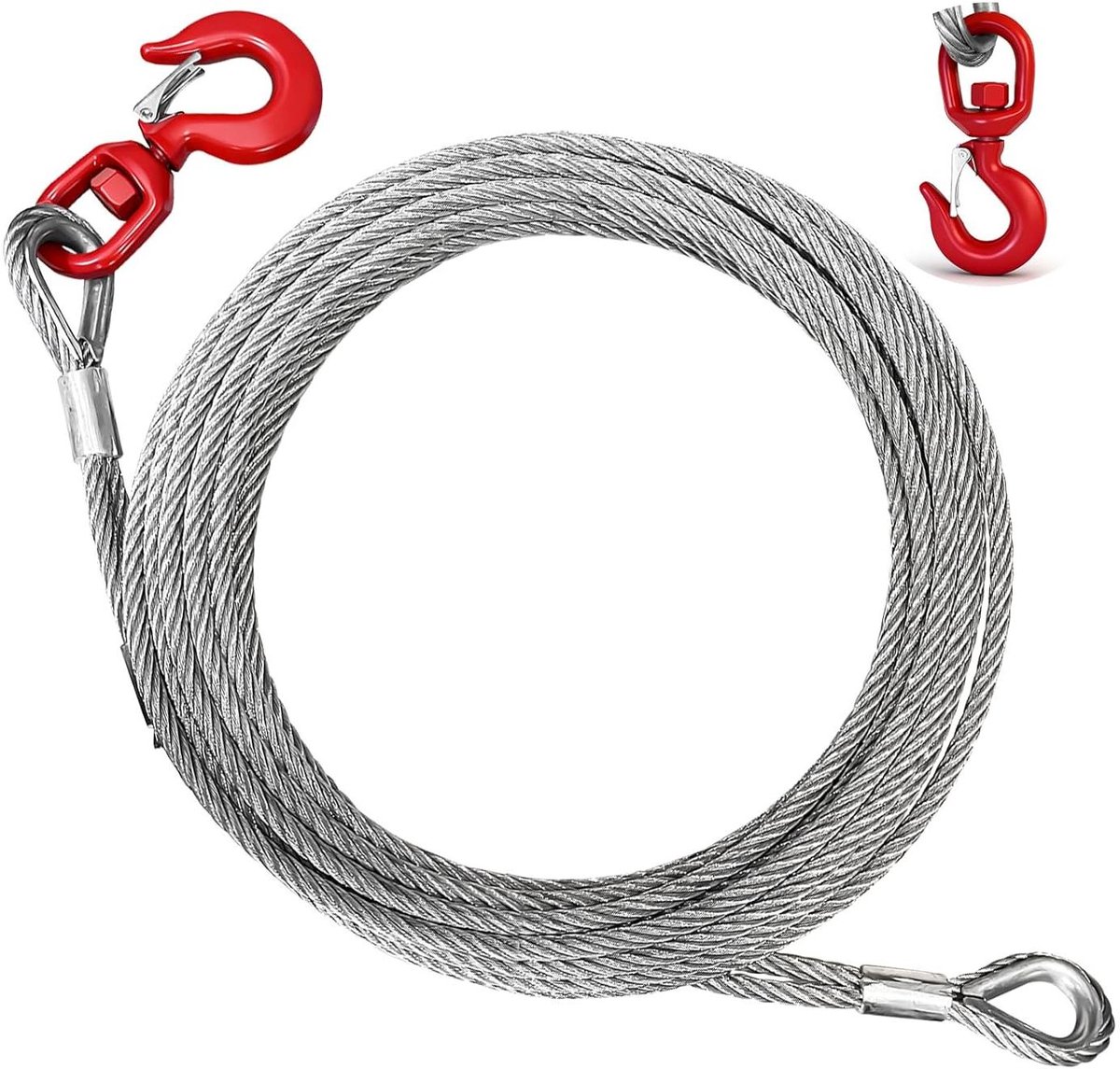 Gegalvaniseerde Lierkabel - Trekkabel Staalkabel - Zware Voorwerpen Hefen - Roestbestendig Staal - 50 voet - Zilver