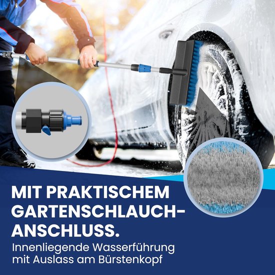 Autowasborstel Telescoop - Raamwisser Lange steel - Voertuigen en ramen reinigen - Ingebouwde waterleiding - Tot 3 meter — afbeelding 5