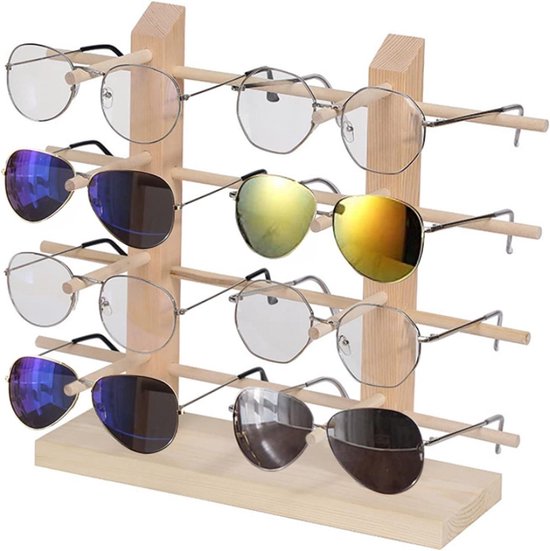 Houten zonnebrilrek voor 8 paar brillen - Organizer en displaystandaard van Houten — afbeelding 2