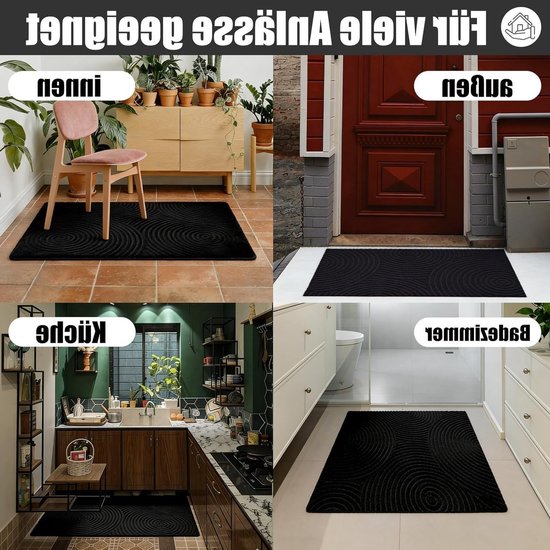 Tapis – Paillasson d'entrée – Tapis universel intérieur/extérieur – Tapis anti-poussière – Lavable – Motif ondulation d'eau – Convient pour les entrées, les portes d'entrée, les terrasses, les couloirs et les jardins – Marron – 45 x 75 cm