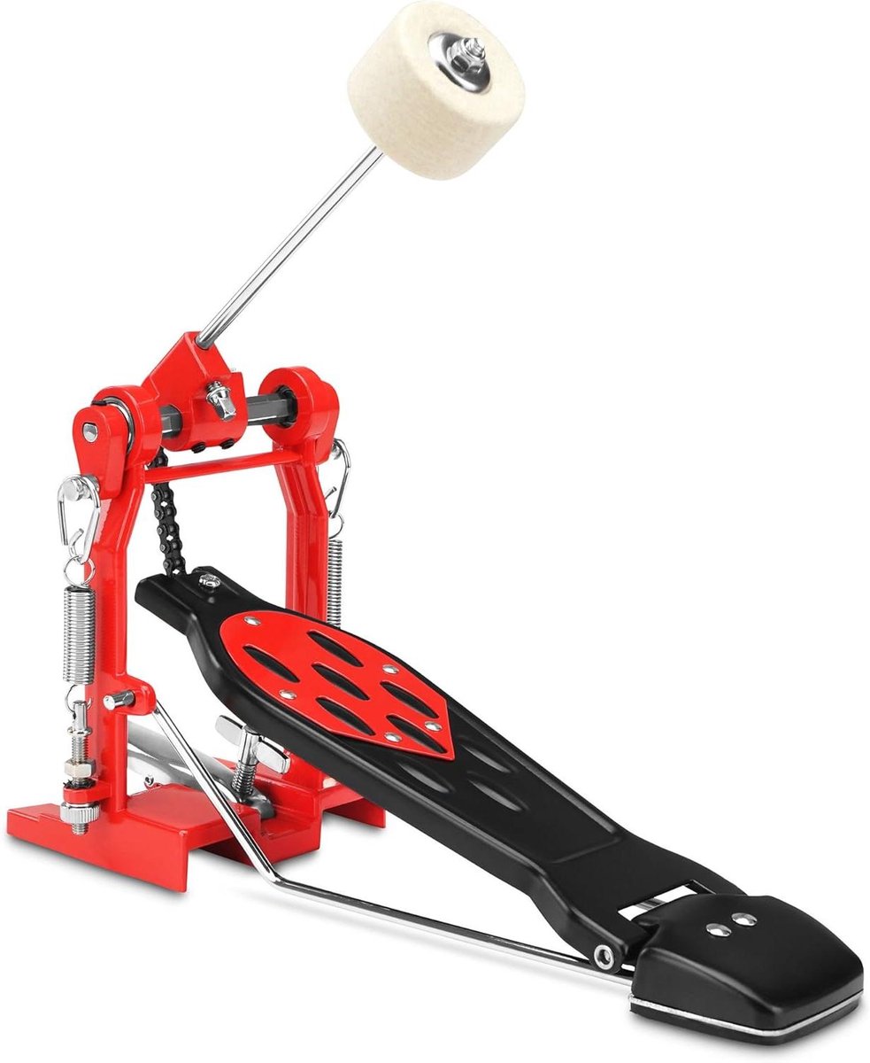 Single Voetpedaal - Drum Pedaal - Drummen - Metalen Pedaal Rode Voetplaat - 154 Kilogram - Rood