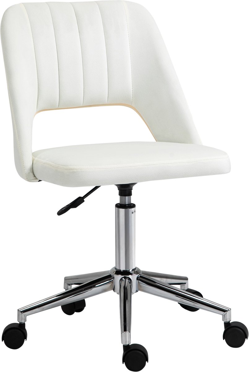 Drehstuhl Beige, höhenverstellbarer Bürostuhl für Wohnzimmer & Schreibtisch, kompakt, ergonomisch & modern
