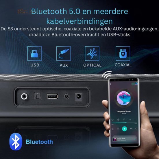 Thuys - Mini Soundbar - TV Soundbar - Bluetooth Soundbar van Merkloos — afbeelding 4