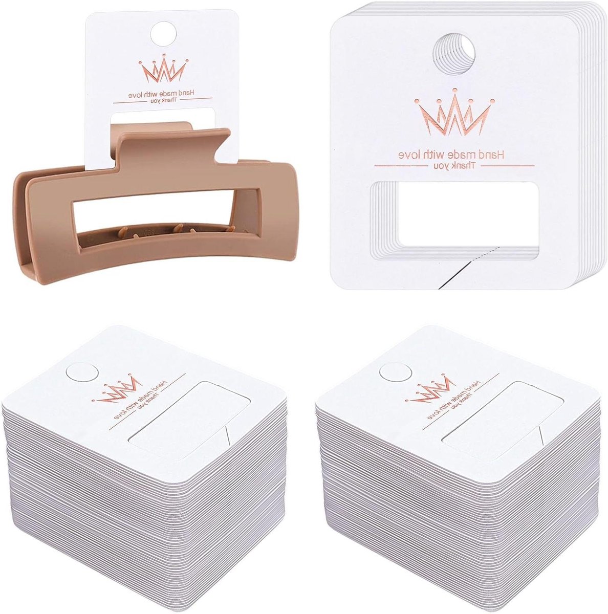 Haarclip Display Kaarten - Haarspeld Kaarten - Kleine Bedrijven - PVC Houder - 153 Stuks - Wit
