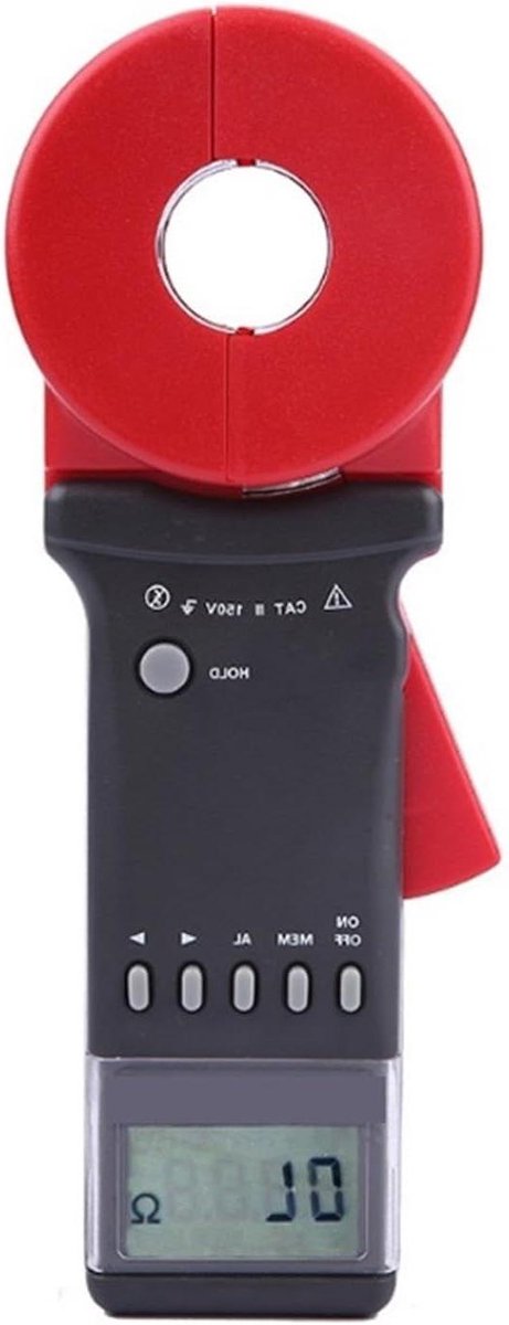 Digitale Klem Grondtester - Aardweerstandsmeter Lusweerstandstester - Elektrische Installaties Testen - Zonder Hulpelektrode - 32 mm Klemopening - Grijs
