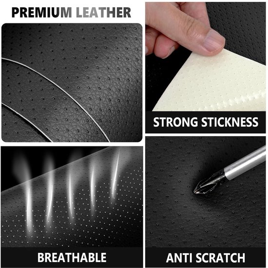 Kunstleer Reparatie Patch - Zelfklevend Flicken - Meubels Herstellen - Ademende Perforatie - 40x150cm - Zwart — afbeelding 3
