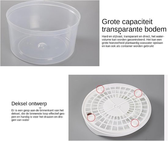 Slacentrifuge - Groentesapcentrifuge Saladepers - Snelle Saladebereiding - Dubbellaags Ontwerp - 3 Liter - Groen — afbeelding 5