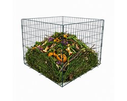 ACAZA Compostbak - Bladkorf - 90 x 90 x 70 (L x B x H) cm - Zwart - Groenafval - Tuin - Compostvat - Compost - Compostbak Tuin - Compostbakje