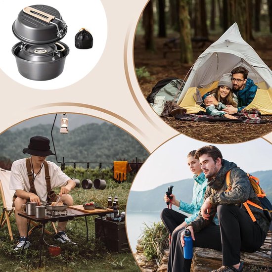 Kampeer Kookset - Pannen Set Outdoor - Buiten Koken - Lichtgewicht Ontwerp - 21 x 21 x 16 cm — afbeelding 3