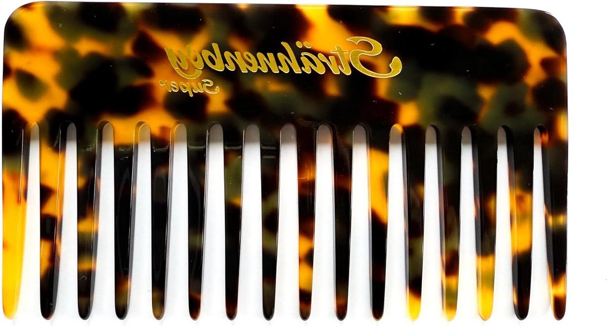 Lokkam Handgemaakt - Afropkam Grove - Haar Stylen - Natuurlijke Cellulose - 13 cm 16 Tanden - Goudkleurig