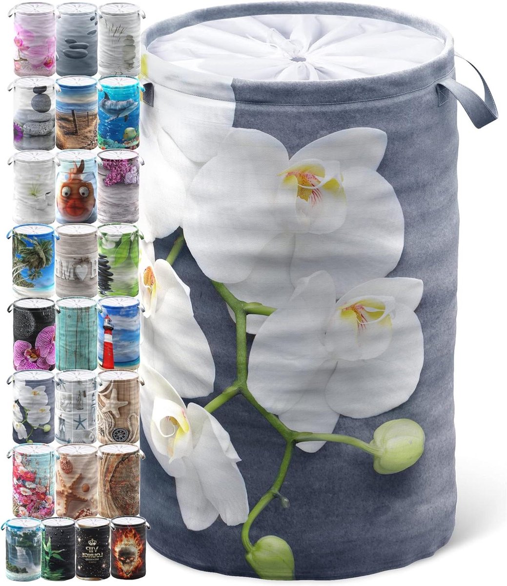 Wasmand met deksel Kledingopberger Huishoudelijk organiseren Opvouwbaar en met handgrepen 60 liter Pretty