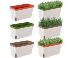 Plantenbakken Set - Kruidenpotten - Planten Verzorgen - Zelfwaterend Systeem - 6 Stuks - Wit