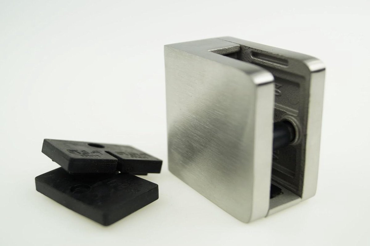 Glasklem Vierkant - Glashouder Klem - Bevestigen Glasplaten - Roestvrij Staal V2A - 45x45mm - Zilver