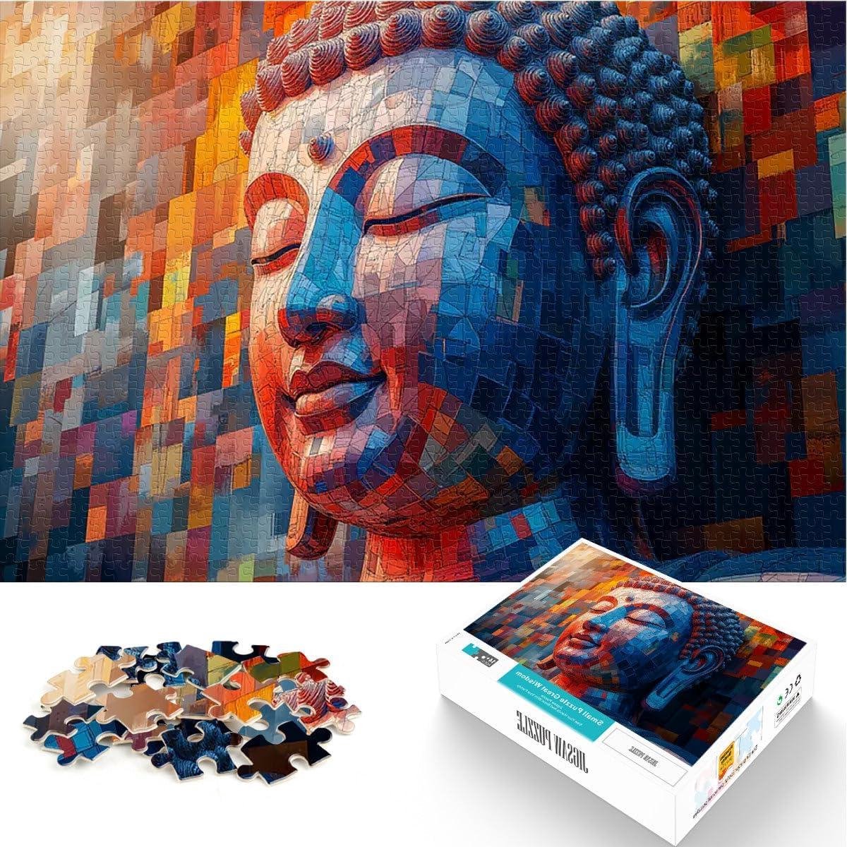 Legpuzzel Boeddha - Mozaïek Puzzel - Ontspanning en Decoratie - Hoge Kleurweergave - 52x38cm - Mozaïek Portret