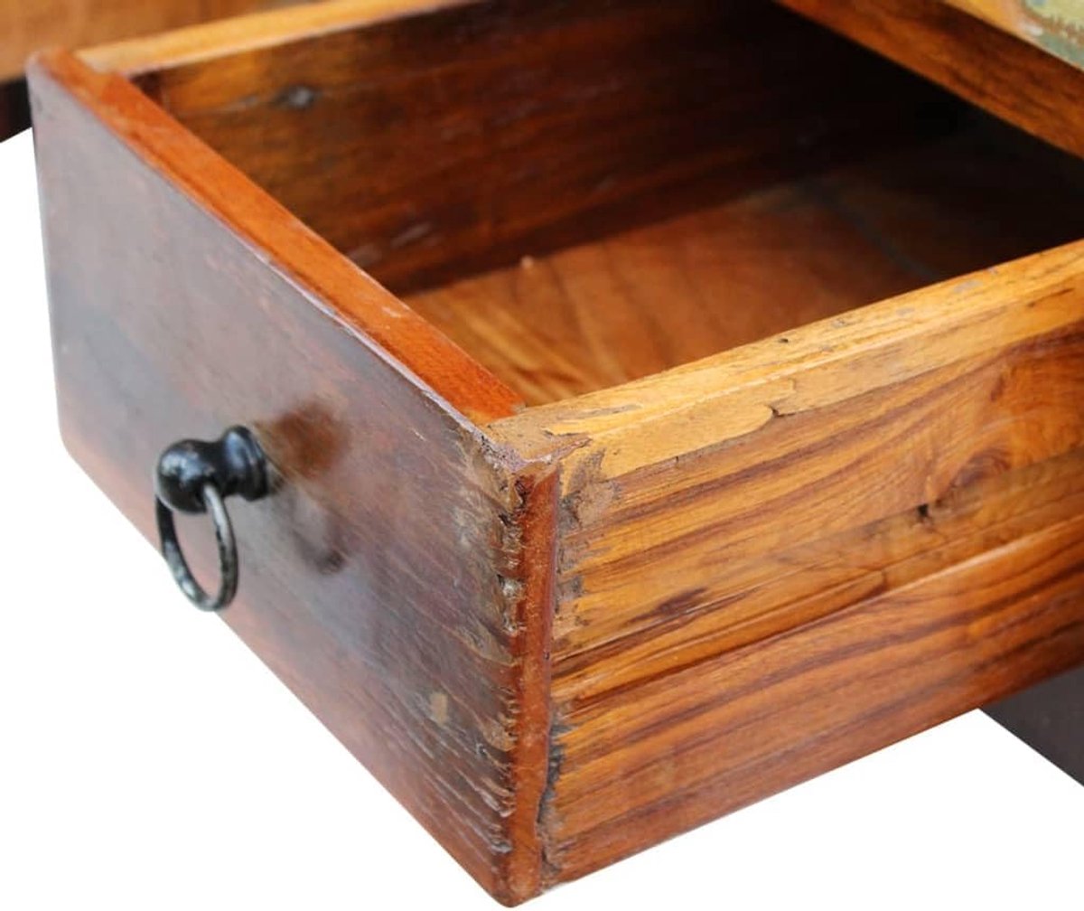 Salontafel Laden - Bijzettafel Tafel - Opbergen Woonkamer - Gerecycled Massief Hout - 90x45x35cm - Veelkleurig thumbnail 2