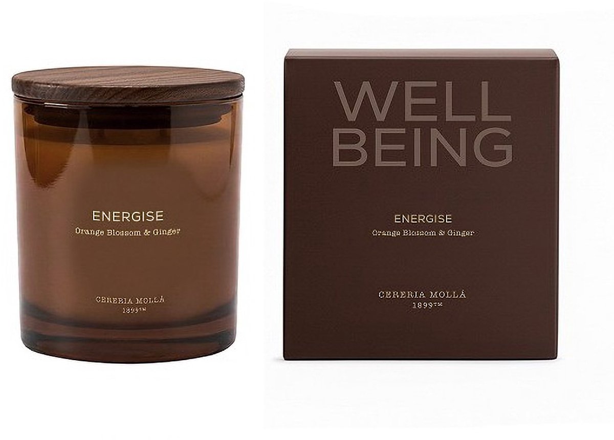 Well Being - ENERGISE - Geurkaars 370 gram - Orange Blossum & Ginger - Cereria Mollà 1899 - 2 lonten/Wick - NIEUW