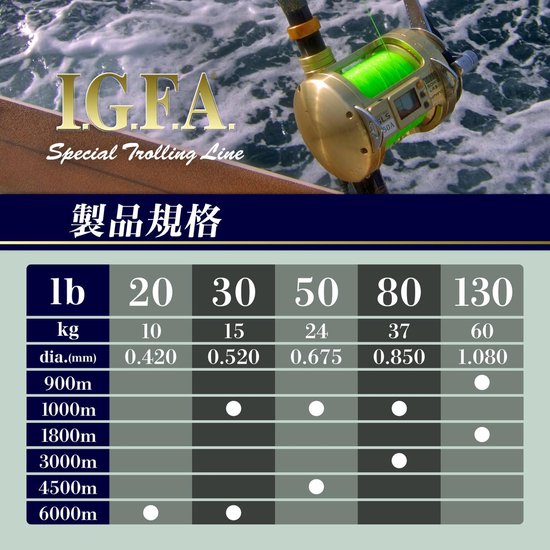 Morris Varivas Monofilament Vislijn I.g.f.a. Speciale Tolling Line Groen 50lb 1000m Japan Invoer — afbeelding 3