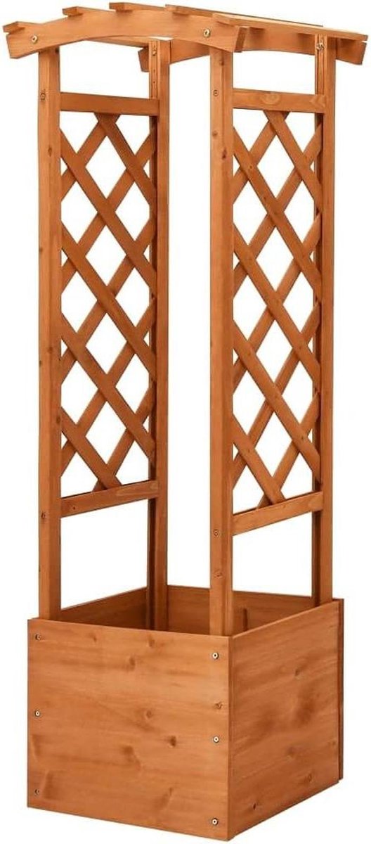 Houten Bloembak - Plantenbak Spalier - Planten Kweken - Geïntegreerde Klimhulp - 49x39x130 cm - Dennenhout