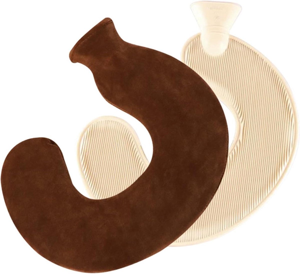 Warmwaterkruik U-vorm - Nekwarmer Kruik - Nekpijn Verlichten - Zachte Stoffen Hoes - 1 L - Blauw