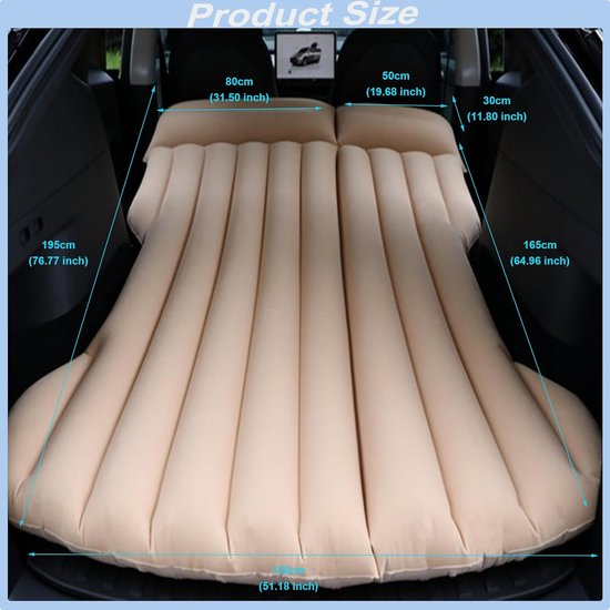 Auto Luchtbed - Opblaasbaar Matras voor SUV - 4 Luchtkamers - Waterdicht - 195 x 130 x 15 cm van Merkloos — afbeelding 2