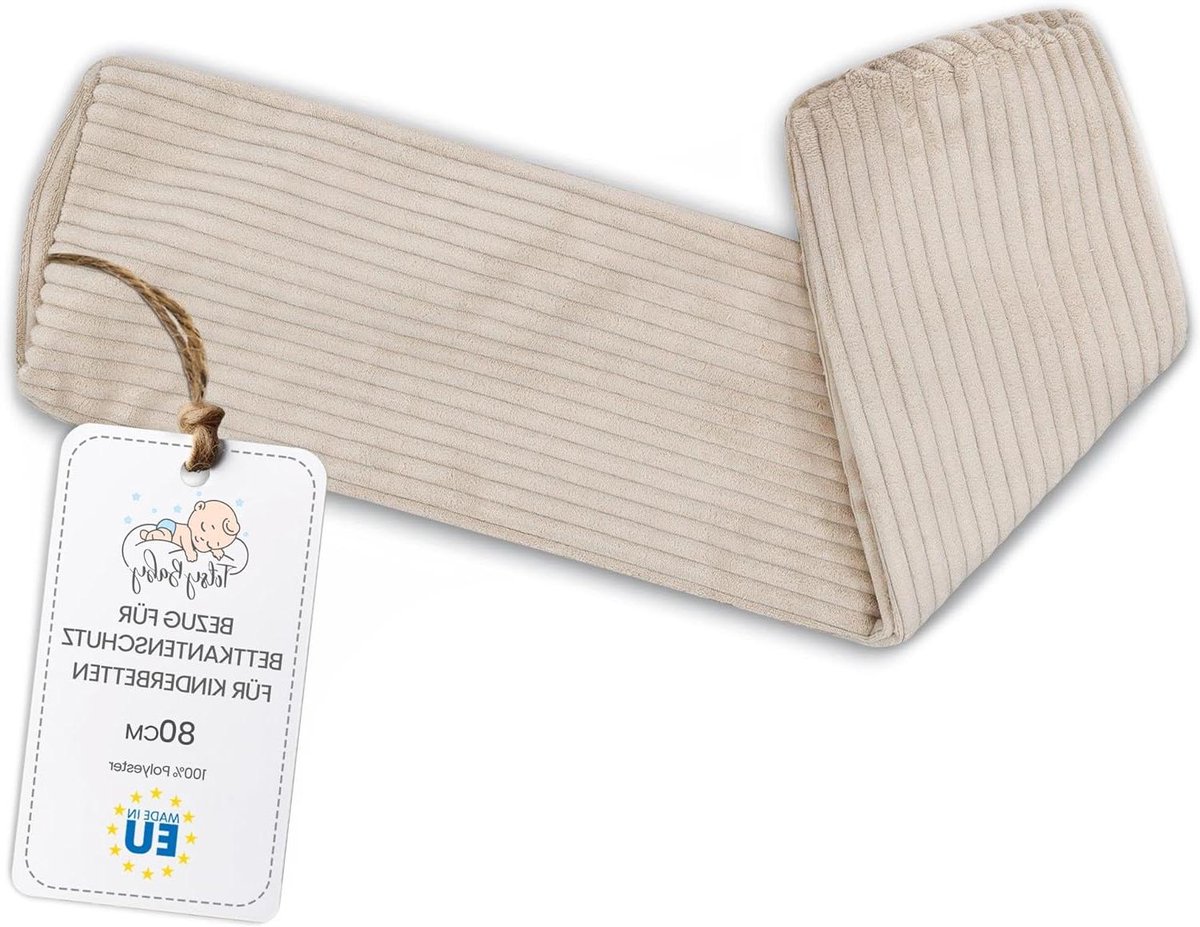 Hoes Bedrandbescherming Kinderbed - Bedhek Hoes Babybed - Veilig Slapen Kind - Oeko-Tex Certificaat - 80 cm - Beige