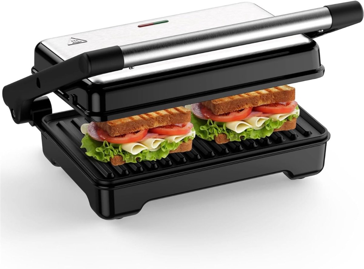 FlexVer® Tosti Apparaat - Contact Grill - Ijzer - 1500 Watt - Zilver