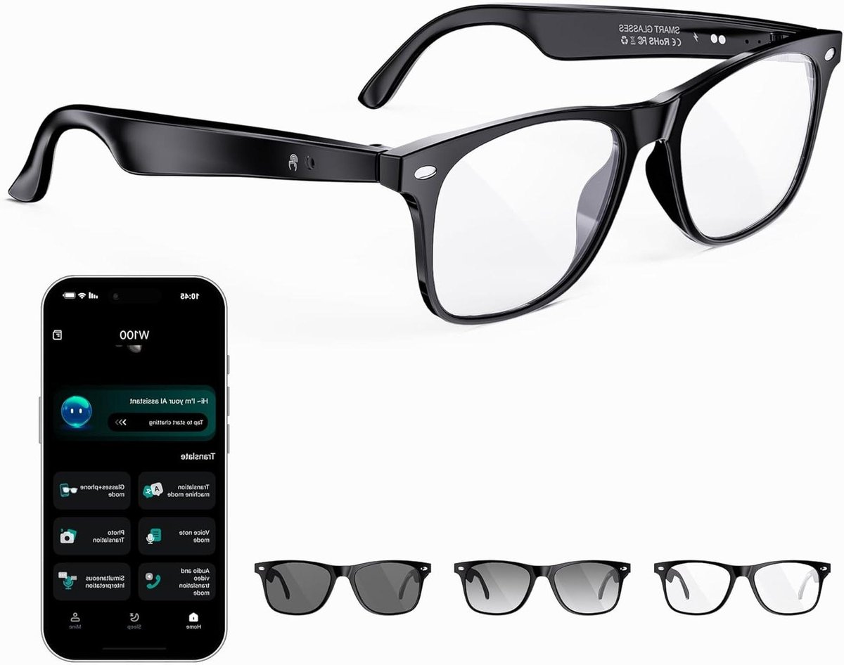 Intelligente Bril - Audio Bril - Communicatie en Vertaling - Fotochrome Lenzen - 33 g - Zwart