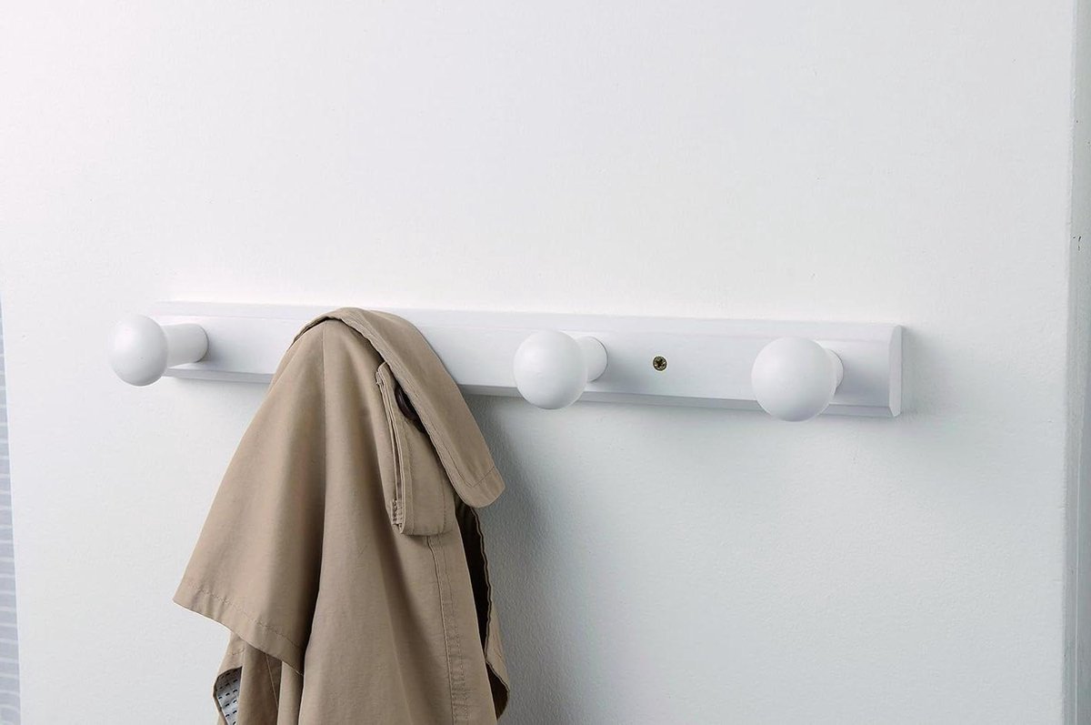 Houten Haken - Wand Haken - Opbergen Thuis - Wit Gelakt - 45 x 80 mm - Wit
