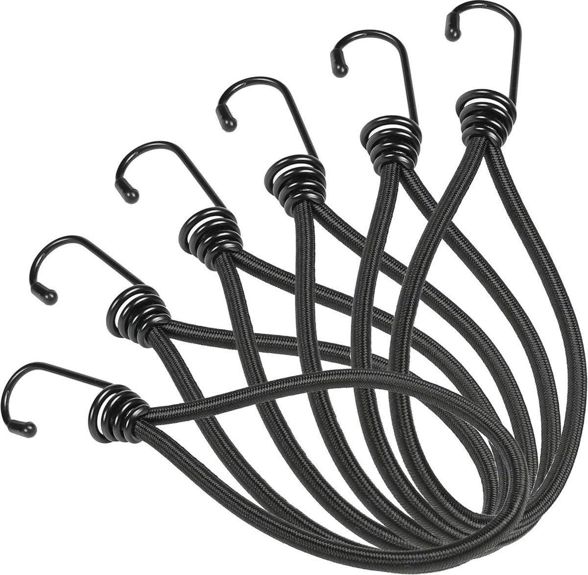 Elastische Band met Haak - Spanners Spankabels - Banners Bevestigen - Stevig en Zeker - 20 cm - Zwart