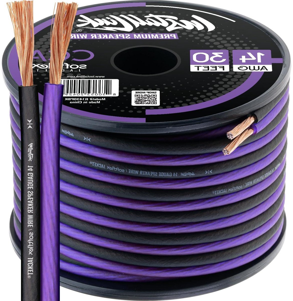 Luidsprekerkabel - Audio Kabel - Muziek Luisteren - Koper Aluminium - 9.1 meter - Paars Zwart